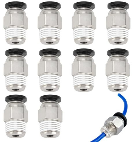 SRLWMYI 10 Stück PC4-M10 Stecker Luft PTFE Tube Push Schnellverschraubung für E3D-V6 Gewinde M10