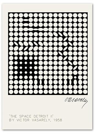 SGFGAD FHYWQ Berühmte Victor Vasarely Poster Mode Schwarz Weiß Leinwand Wandkunst Moderne Malerei Victor Vasarely Drucke Für Wohnkultur Bilder 40x60cm Kein Rahmen