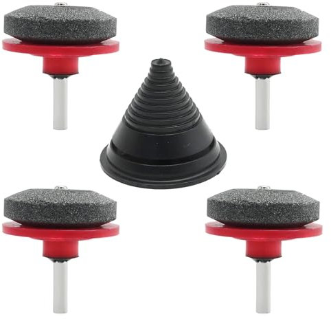 EATAKWARD 4 afiladores de cuchillas para cortacésped con equilibrador de cuchillas, kit universal de afilador giratorio multiafilado para taladros eléctricos y taladros manuales (rojo)