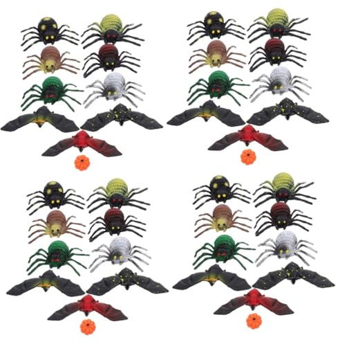 Amosfun 40 Stück Miniatur Landschaftsornamente Gefälschte Spinnen Miniatur Kürbisfiguren Halloween Miniaturen Gartenfiguren Kleine Spinnen Halloween Requisiten Kürbismodell