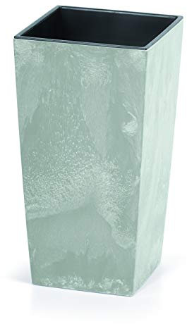 Vaso da fiori 26 x 26 x 50 cm, dal design moderno con contenitore interno per risparmiare sulla terra, vasi da fiori in plastica per eleganti composizioni di piante, cemento