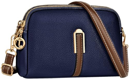 TEUEN Petit Sac a Bandoulière Femme, Simili Cuir Souple en PU Saccoche Bandouilliere avec Poches Multiples 2 in 1 Sacs à Main Portés Épaule et Pochette Bandoulière pour Telephone Portable