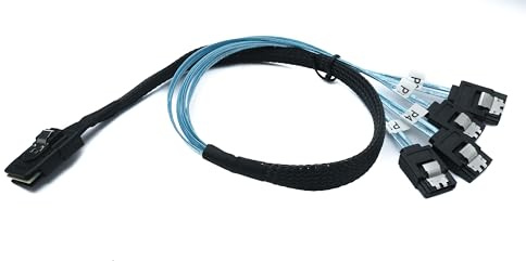 System-S SFF-8087 Kabel 50 cm Mini SAS 36 Pin zu 4x SATA 7 Pin Adapter für RAID Festplatte Motherboard