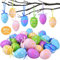 SupRovare 30 x Ostereier zum Aufhängen, Ostereier Plastik, Deko-Aufhänger Ostern, Bunte Ostereier für den Osterstrauß mit Muster, Ostereier Deko mit Schnur zum Aufhängen, 6 Farben, (6x4cm)