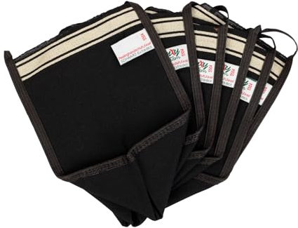 Peeling Handschuh Hamam Kese Set 6 Stk. schwarz extra dick und rau für die Anwendung am Körper, Knie, Ellenbogen und Füße