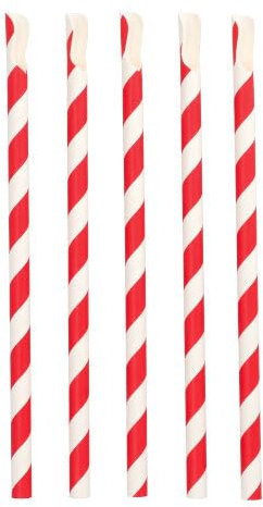Lot de 1000 pailles avec cuillère en papier Ø 10 mm · 23 cm Rouge/blanc « Stripes »