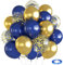 Luftballons Blau Gold, 12 Zoll Marineblau Metallic Gold und Konfetti Latex Ballons, Blau Goldene Deko Party Luftballons für Jungen Männer Kinder Geburtstag Hochzeit Babyparty Party Dekorationen