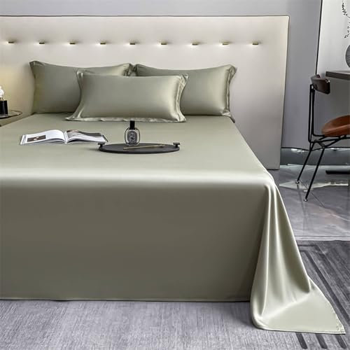 Homxi Bettlaken für Boxspringbetten mit 2 Kissenbezüge,160 x 230 cm,Betttuch für Hohe Matratzen Lyocell Faser Einfarbig Bettwäsche Einzelbett Hell Armeegrün
