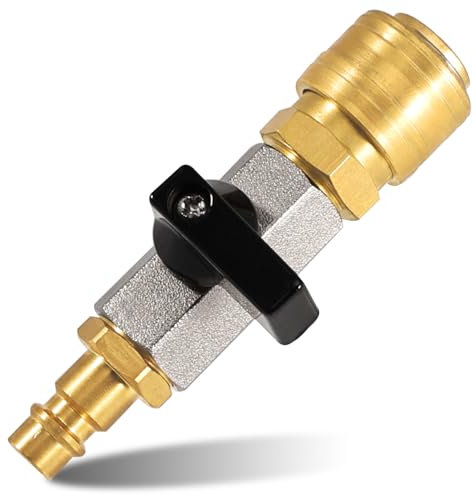 Rubinetto di intercettazione ad aria compressa da 1/4, attacco rapido G 1/4, in ottone, attacco rapido DN8, valvola di riempimento dell'aria, accessorio per aria compressa in metallo, adatto per