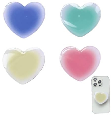 4 PCS Phone Grips for Back of Phone, Phones Grip, Multi-Functional Grip Stand, Solid Color Gradient Cell Holder, for Smartphone and Tablets Accessories (Heart)
