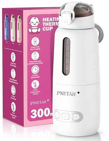 PNeTah Flaschenwärmer Baby unterwegs mit blitzschnellem Heizen & langlebigem Akku – 15000 mAh Tragbarer Flaschchenwärmer Baby, Perfekt für die Babynahrung Outdoor, Reisen oder Zuhause (Weiß)