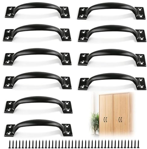 PHMING 10 Stück Schrankgriffe Schwarz 120MM, Möbelgriffe Eisen | Griffe für Küchenschränke mit Schrauben, für Schränke, Schubladen, Kleiderschränke, Schuhschränke