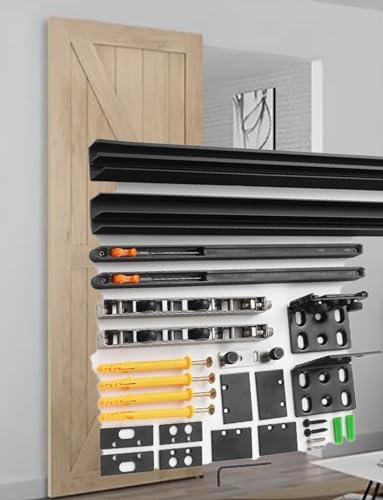 Kit de herrajes Ocultos para Puerta corrediza de Granero con Cierre Suave, riel de Montaje en Pared Oculto de Alta Resistencia, Puerta de Granero Flotante, Puerta corrediza Interior Moderna