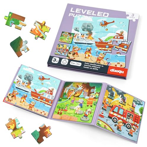 Aolso Magnetspiel ab 3-6 Jahren, 16-20-25-teiliges 3-in-1 Magnetpuzzle für Kinder, Tier-Puzzlebuch, Reisespiele und Reisespielzeug, pädagogisches Magnetgeschenk (Brandbekämpfung)