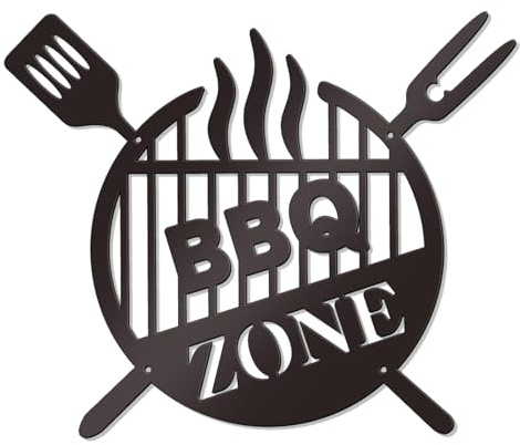KOYILTD Metal BBQ Signs Unique BBQ Wall Decorations Outdoor Vintage Barbecue Zone Wall Sign for Home Garden Kitchen Patio Backyard Farmhouse Porch Deck Decorations (BBQ ZONE)