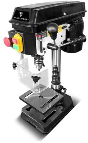 STAHLWERK Tischbohrmaschine 350 W, Ø 1,5-13 mm, 620-2.620 U/min, Metallfuß | Präzise Säulenbohrmaschine für Heimwerker, Metall- und Modellbau, robuster Bohrtisch, für stabilen Stand