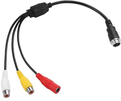 TIENFOKOTA M12 4 Pin Aviation to RCA Video AV DC Connector Adapter, CCTV Surveillance System, Monitor/Camera Adapter Video Cable (3 female connectors + 4-pin aviation male connector, 2RCA)