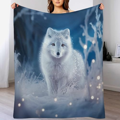 LLLBBB Animal Fuchs Decke,Vier Jahreszeiten Weich Wohndecke Schlafdecke Sofadecke Pelzdecke Couchdecke Flannel Bett Decken 180×200cm