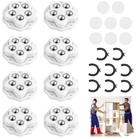 8 Stück Selbstklebende Mini Rollen für Küchengeräte Kugelrollen Schwerlast | Kugelrollen für Möbel Rollen für Möbel Möbelrollen Flach 360° Drehbar Kugelrollen für Küchengeräte,Mülleimer, Kleingeräte
