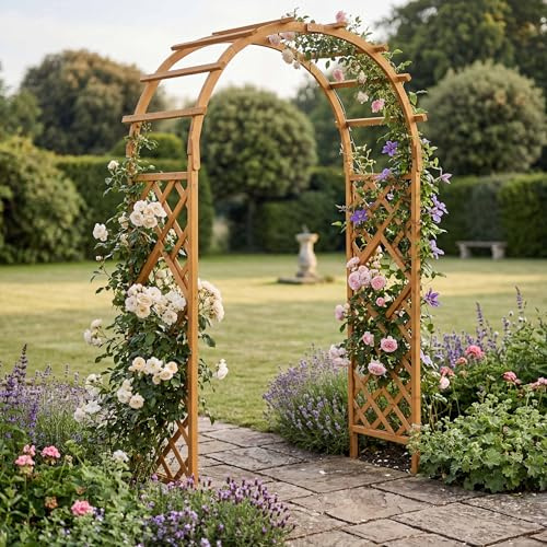 Mendler Rosenbogen HWC-Q20 210x126x60cm Holz - Natur