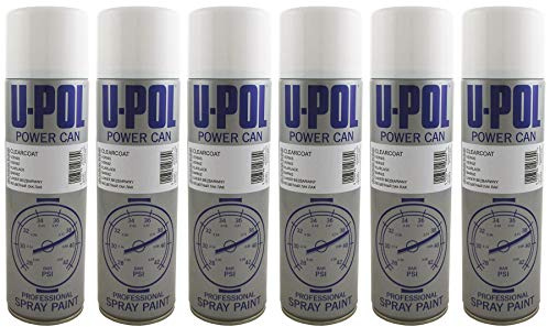 U-POL 6 x Power Can CLEAR LACQUER Paint 500ml Aerosol UPol Powercan Clearcoat Clear Lacquer 6 x 500ml Aerosol Cans