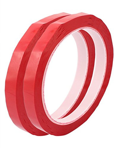 sourcing map 2Pcs 8mm 50M Länge Einseitig Mylar Klebeband Starkes Selbstklebend Rot DE de