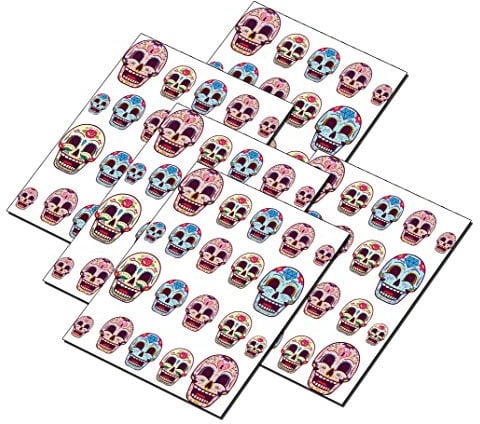 AWS Set Water Newsee Decals Skulls Mexican Sugar Skulls Diamond Mix 3 Types fiorati Nail Art Stickers Decoration Flowers Mexicain Skulls Decorated Skulls Mixed Types Diamond Craneo 100