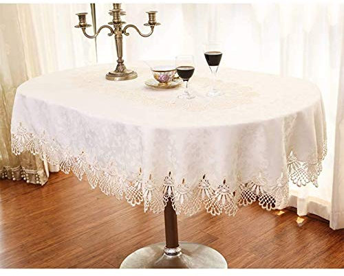 TableCover.Z ZWL Tischdecke runde Tischdecke Stoff Tischdecke Spitze Spitze ovale Tischdecke runde Tee Tischdecke, Fügen Sie Vitalität in die Küche (Farbe : Light Beige, größe : Oval140*200)