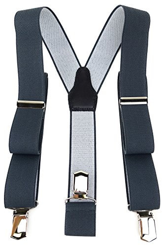 TigerTie Unisex Hosenträger in Y-Form mit 3 extra starken Clips - Farbe in anthrazit einfarbig Uni - hochwertige Verarbeitung - Breite 35 mm