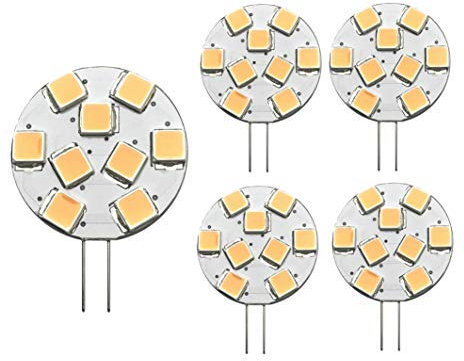 lighteu® 2018 neu! 5X Lampe G4 9 SMD warmweiß(2900K, 1.3 W, ersetzt 20W Glühlampe, 200lm, GU4 Stiftsockel 12V DC, Leuchtmittel 110° Farbwiedergabe (CRI): > 80 Ra