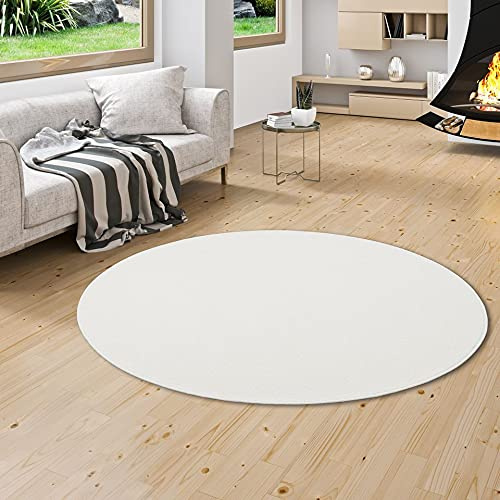 Snapstyle Hochflor Velours Teppich Luna Weiss Rund in 7 Größen