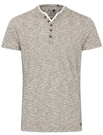 !Solid SDDigos Herren T-Shirt Kurzarm Shirt mit Grandad-Ausschnitt Double-Layer Look 100% Baumwolle Regular fit, Größe:S, Farbe:Dusty Oliv (3784)