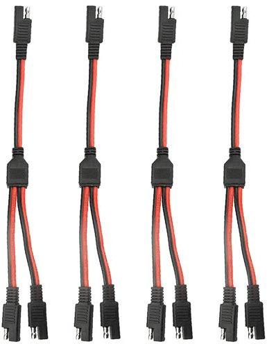 WMYCONGCONG 4 Stück SAE-Gleichstrom-Anschlusskabel für Kraftfahrzeuge, Y-Splitter, 28 cm, 14 AWG, SAE 1 auf 2, Verlängerungskabel, Schnellverschluss, Schnelltrennung, Auto-Ladegerät für Kfz-Solarpanel