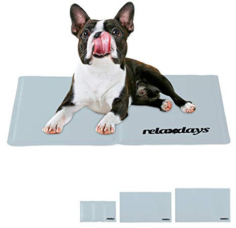 Relaxdays Kühlmatte Hund, selbstkühlend, abwischbar, robust, mit Gel, Kühldecke für Tiere, Kältedecke 40 x 50 cm, grau