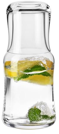 Krosno Wassertrinken Nachttisch Wasserkaraffe & Becher Set, 2 Stück, 20,3 und 193 ml, Splendour Collection, Home Restaurant Events Partys, spülmaschinenfest, Geschenkidee, hergestellt in Europa