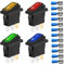 Gebildet 4pcs 12V-24VDC/20A KCD3 Interruttore a levetta a Bilanciere Impermeabile con Indicatore LED, Interruttore a Spina Triangolare SPST ON-OFF a 3Pin per Auto Moto Barca(12pcs Connettori per Cavi)