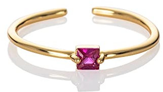 namana rosa Ring in Gold für Frauen, verstellbarer offener Ring für Damen mit einem rosa Stein, vergoldeter Damenring mit einem tiefrosa Stein, einfacher Goldring für Frauen, Teens, Mädchen