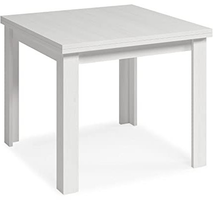 Mobelcenter, Mesa Comedor Cuadrada Extensible Blanco Polar, Mesa Salón o Cocina, Color Blanco Polar, Medidas: Ancho: 90 cm x Fondo: 90 cm x Alto: 76 cm, Ancho Mesa Extendida: 180 cm (1387)