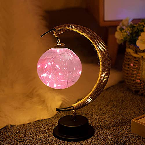 Hängende Mondkugel Lampe, Mond Lunar LED Nachtlampe mit Ständer, romantisches weiches Vintage-Nachtlicht für Schlafzimmer für Zuhause Party Urlaub Dekor