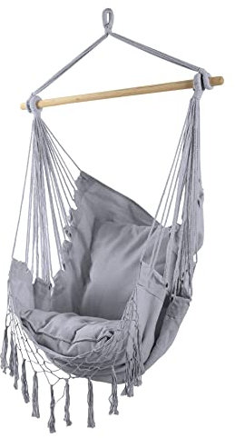 Rebecca Mobili Hängesessel, Gepolstert, Grau, Polybaumwolle, mit Kissen, für den Innen- und Außenbereich - Größe: 140 x 100 cm - Art. RE6697