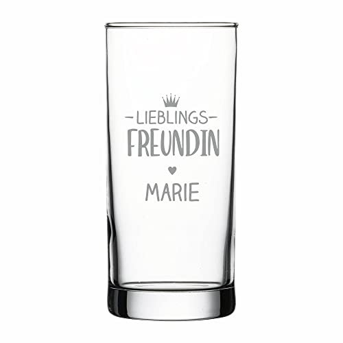 4you DESIGN Personalisiertes Longdrink-Glas mit Namen | Lieblings-Freundin| Geschenk-Idee zu Weihnachten, Geburtstag, Mutter- & Vatertag | Saftglas Spülmaschinenfest | Persönliches Präsent | 485 ml