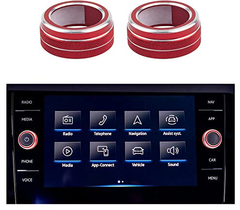 VDARK für VW Volkswagen Zubehör Jetta Passat Golf Beetle Polo Volume VOL TUNE Knob Covers Red Car Interior Decoration Trims Metal Decal Stickers