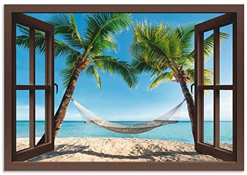 ARTland Wanddeko Wandbild Alu Verbundplatte für Innen & Outdoor Bild 100x70 cm Landschaften Fensterblick T4TP
