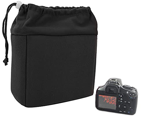 Camera Cases, Camera Insert Bag, DSLR Camera Lens Insert Bag Padded Case with Drawstring Waterproof Shockproof for DSLR Shot (Black)