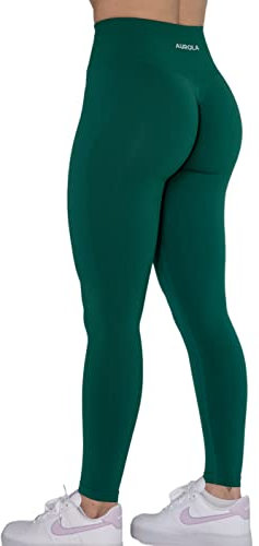 AUROLA Workout-Leggings für Damen und Mädchen, nahtlos, mit Bauchkontrolle, für Fitness-Studio, Sport, Yogahose, aktive Menschen, Alpine Green, S