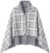 WINKEEY Femme Poncho Polaire Plaid Châle Polaire Cape Chaud d'hiver avec Boutons Couverture à Carreaux, Gris Clair