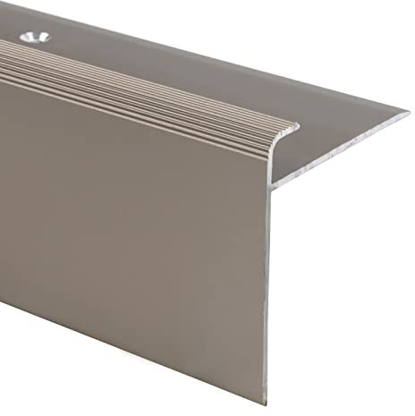 KARAT Treppenkantenprofil 134cm in F-Form aus Aluminium für Laminat | Safety | Bronze (Hell) | 53mm Höhe mit einer Einfasshöhe von 7-8mm