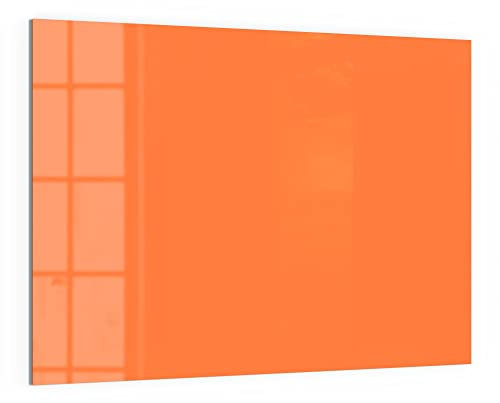 DEQORI Glas-Magnettafel | 120x90 cm groß | Unifarben - Orange | Memo-Board aus Glas | Magnetboard inkl. Magnete, Stift & Tuch für Küche & Büro | Tafel magnetisch & beschreibbar