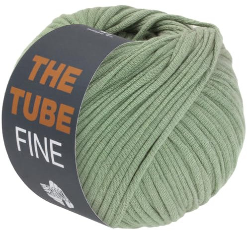 LANA GROSSA The Tube Fine | Dünnes, gefülltes Baumwollschlauchbändchen - ideal für Dekoartikel & Taschen | Handstrickgarn aus Baumwolle & Polyamid | 100g Wolle zum Stricken & Häkeln | 140m Garn FB111