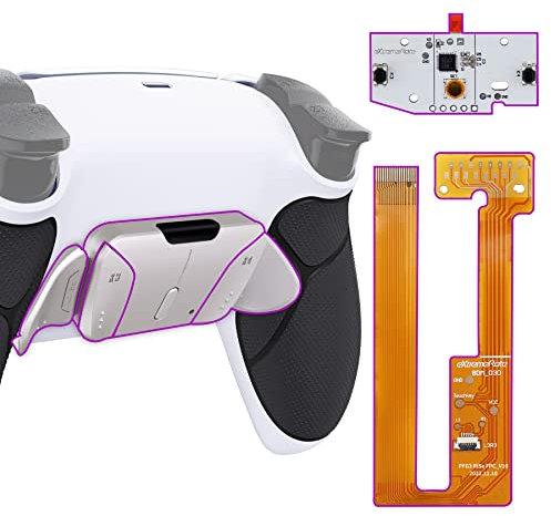 eXtremeRate Programmierbar RISE4 Metall Remap Kit für ps5 Controller BDM-030/040/050, Remapping Board&Gummiert Griff Rückplate Gehäuse Case&Metal Back Paddles für ps5-Weiß Schwarz